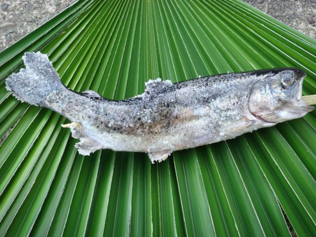 魚のつかみ取り体験